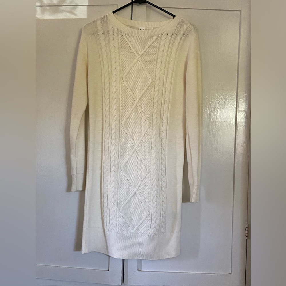 GAP Kids Cable Knit Cream Off White Sweater Dress